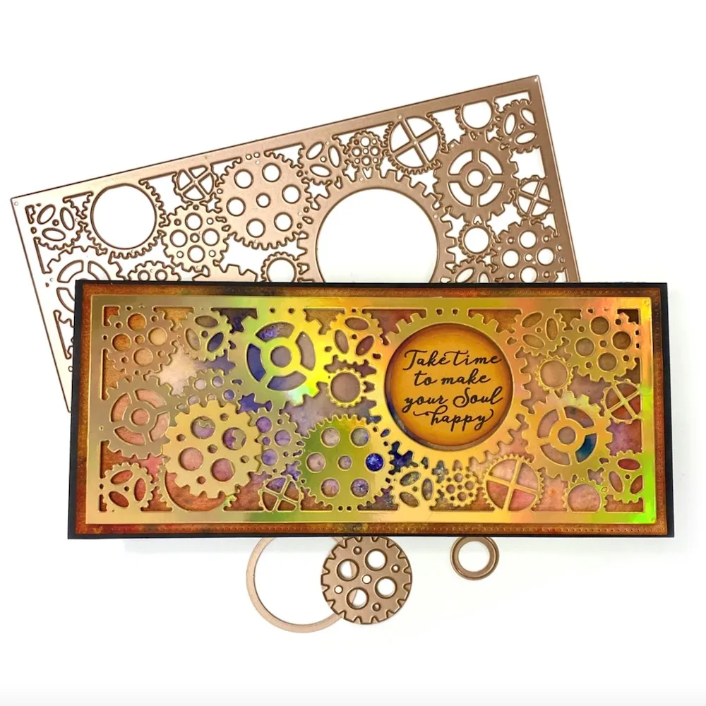 

Новинка, длинная рамка с красивой шестеренкой 2022, металлические штампы для рукоделия, для скрапбукинга и изготовления карт, декоративное ти...