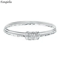 fanqieliu s925 stamp silver color bundle circle charms bangles for women new jewelry girl gift trendy fql21431