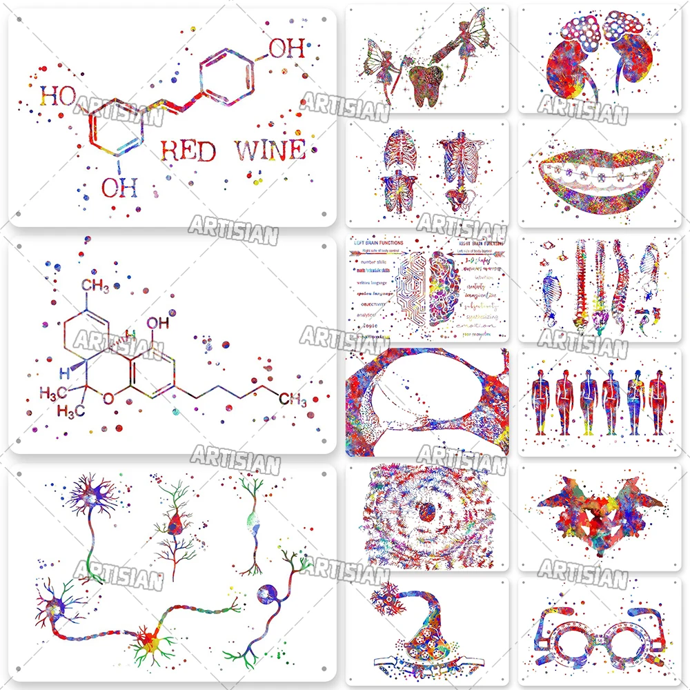 

Металлический постер в стиле артизийской анатомии, медицинская жестяная пластина, декоративный знак для больниц, органов, дентисит, Настенный декор для гаража, бара, паба, клуба