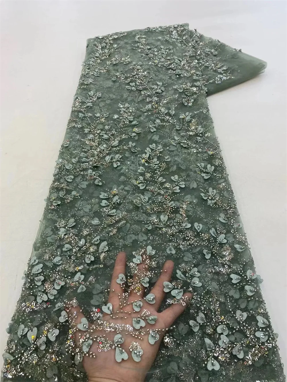 Салува Африканская Тяжелая Искусственная Кружевная Ткань Ручной Работы