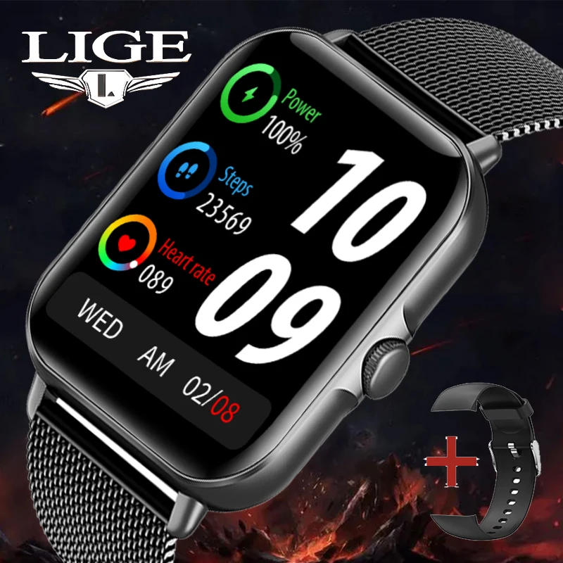 

Смарт-часы LIGE мужские/женские с Bluetooth, водонепроницаемые, IP67