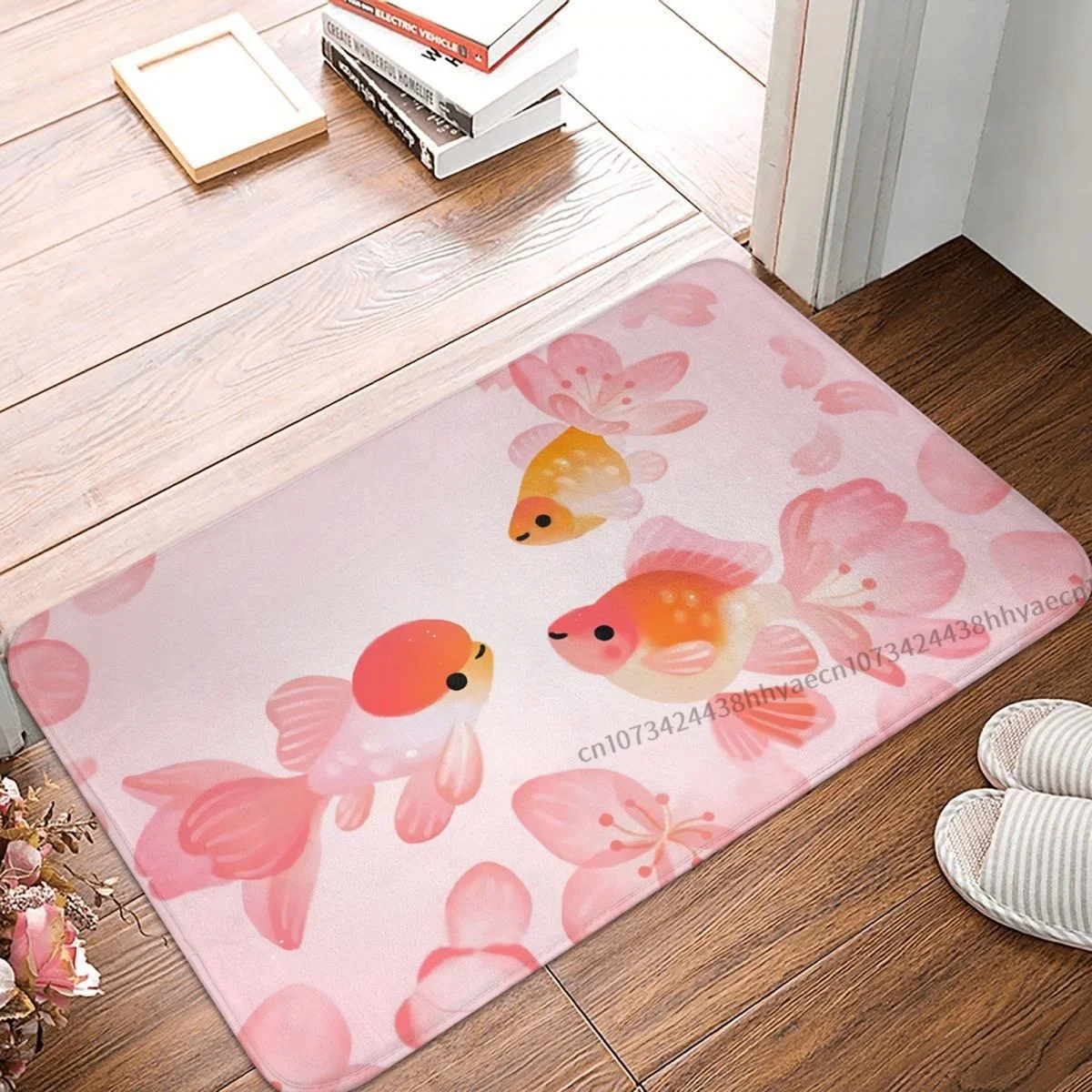 

Bathroom Non-Slip Carpet Cherry Blossom Goldfish Bedroom Mat Welcome Doormat Home Decor Rug