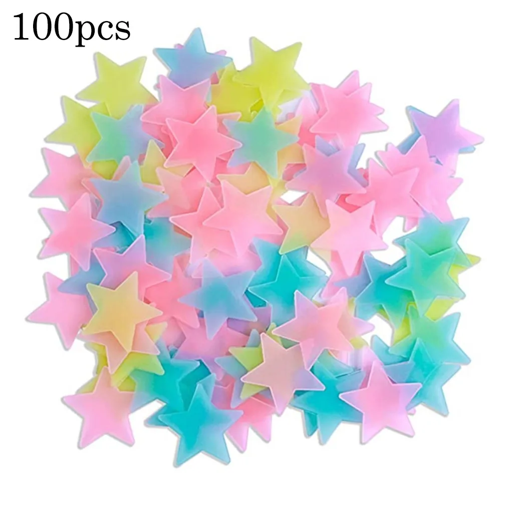 

100 Pcs Wall Stickers For Bedroom Ceiling Star Stickers Fluorescent DIY For Kids Baby Room Bedroom Ceiling Home Decor