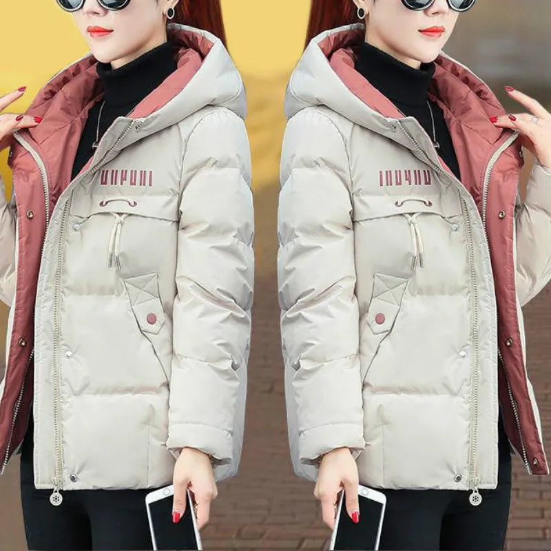 Fashion Women Parkas Winter Clothes Female Jacket Short Coat Hooded Slim Thick Down Cotton Padded Parka Jacket Warm Outerwear