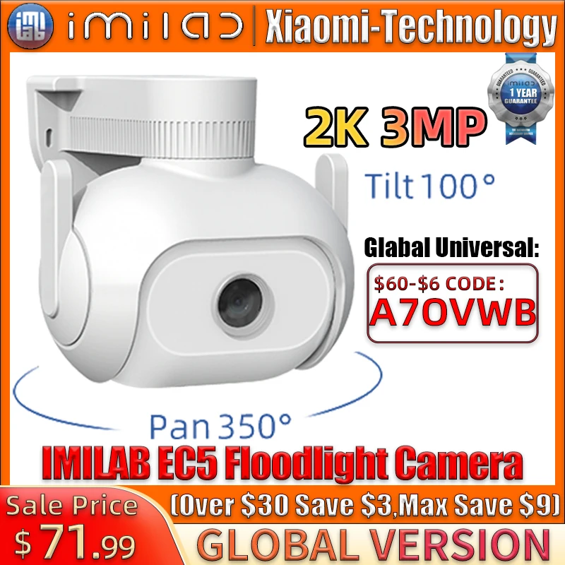 IMILAB EC5 Floodlight Camera Outdoor Wifi Mi Home Security Video Surveillance Cam IP 2K Color Night Vision Human Tracking Webcam