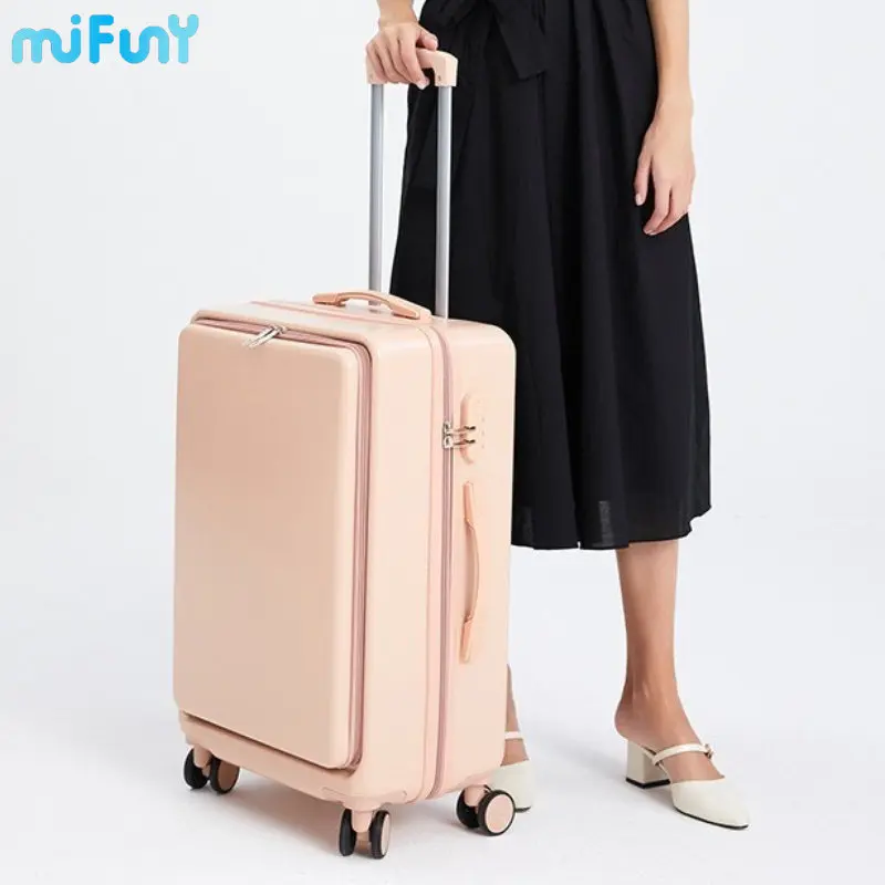 MiFuny Rolling Luggage Carry on Luggage with Wheels Front Open Boarding Suitcase Side Open Pull Rod Case Business Travel Trolley