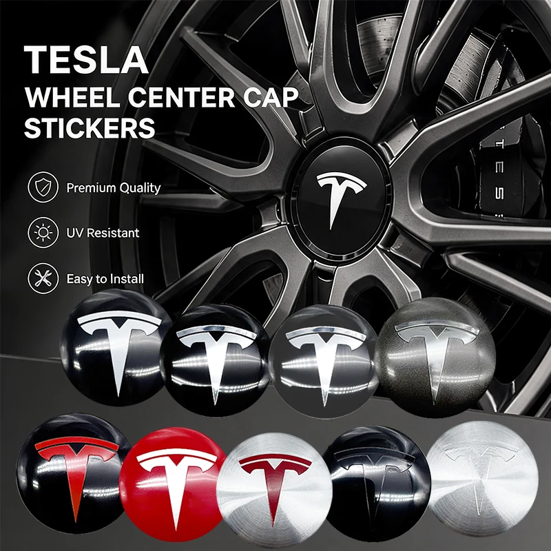 Фото Наклейки-эмблемы на центральные колпачки колес Tesla 3D для Tesla Model 3, Model S, Model X, Coil Mod, WYE, K80 №1