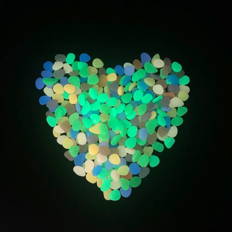 

100Pcs Outdoor Luminous Stones Glow In Dark Walkway Rock Garden Pebbles Fish Tank Decoration Pebble Rocks Aquarium Mix Color