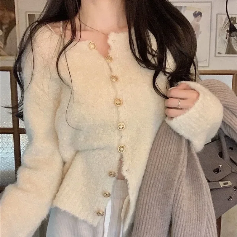 Корейский стиль ленивая мягкая внутренняя одежда свитер в стиле ретро открытый