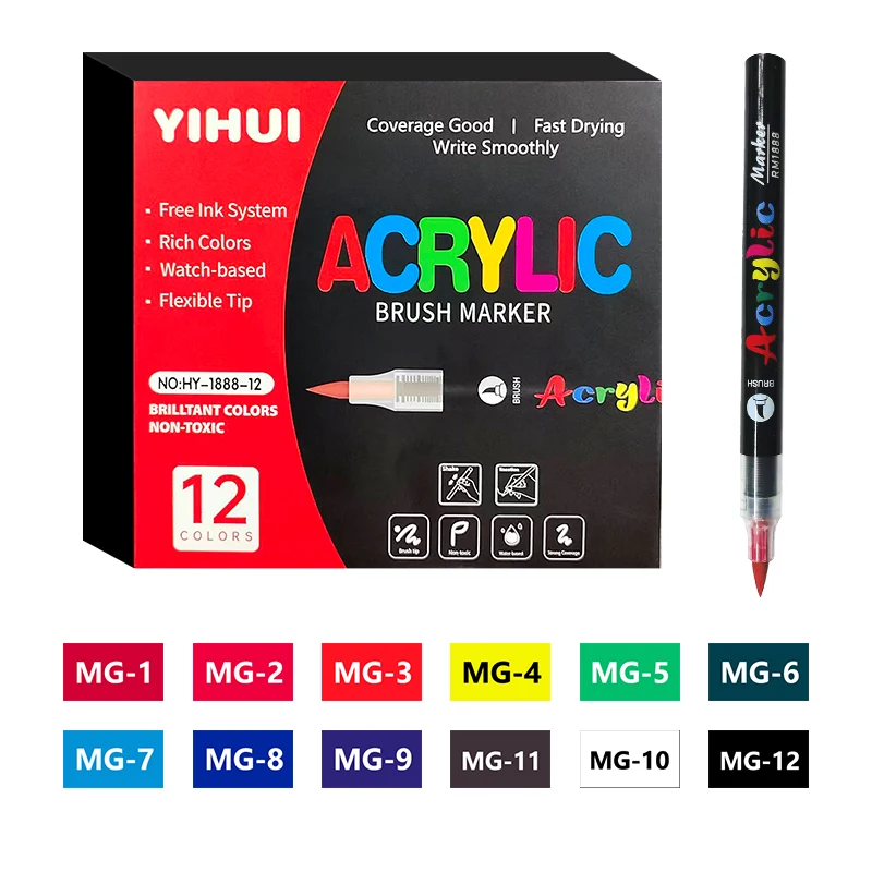 

Акриловые маркеры 36 цветов с кисточками