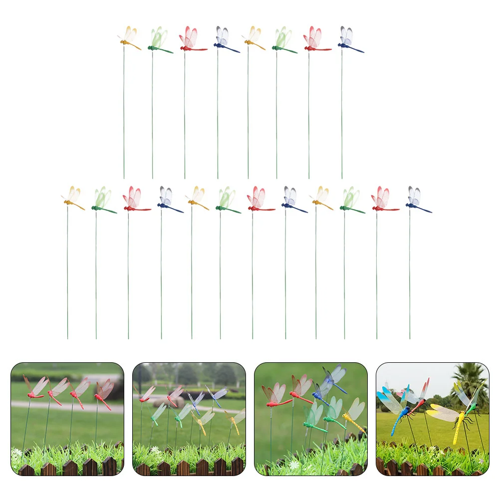 

20 Pcs Dragonfly Decor Garden Stake Outdoor Sign Yard Silhouette Adornment Japanese Accessories Lawn Decoration Stakes