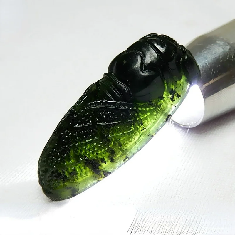 

Natural Black Green Jade Cicada Pendant Necklace Chinese Hand-Carved Fashion Charm Jewellery Amulet for Men Women Lucky Gifts
