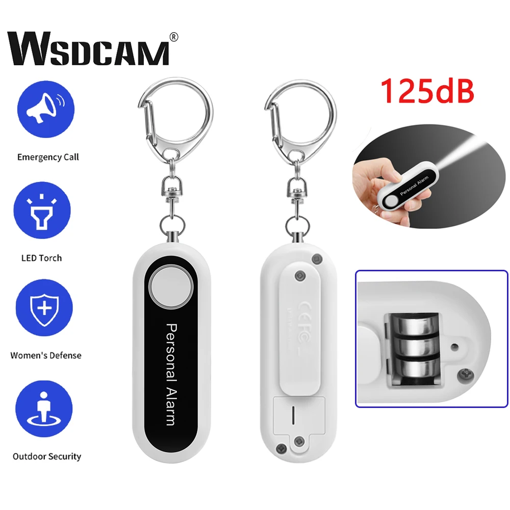 

125dB Personal Security Alarm Keychain With LED Flashlight Self Defense Alarm Woman Safety Alarm Emergency SOS Alert With Clip