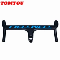 tomtou carbon aero integrated handlebar with stem for racing road bike 400420440mm x 90100110120mm matte blue