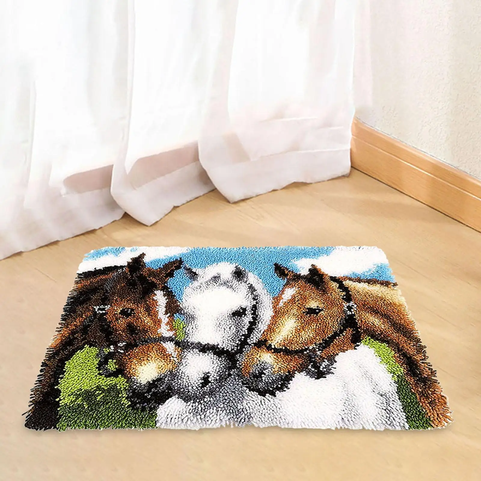 

Horse Pattern DIY Making Cross Stitch Kit Decors Latch Hook Rug Kit