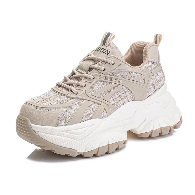 

Женские кроссовки на платформе ENMAYER, повседневные Модные уличные кроссовки из натуральной кожи на шнуровке, брендовая спортивная обувь для женщин, новинка 2023