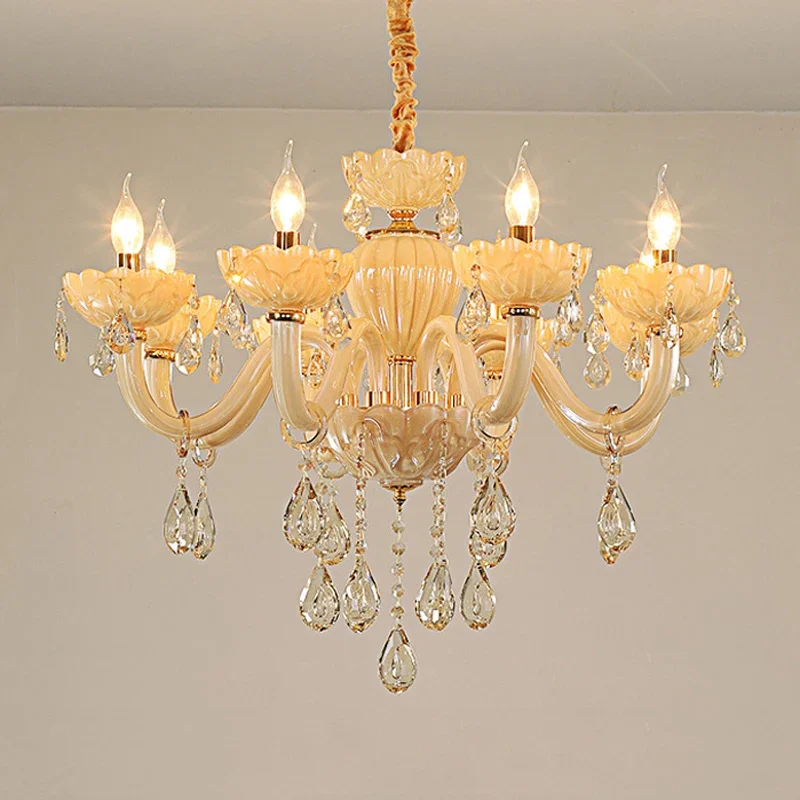 Французский атмосферный шампанское белый кристалл E14 подвесные светильники