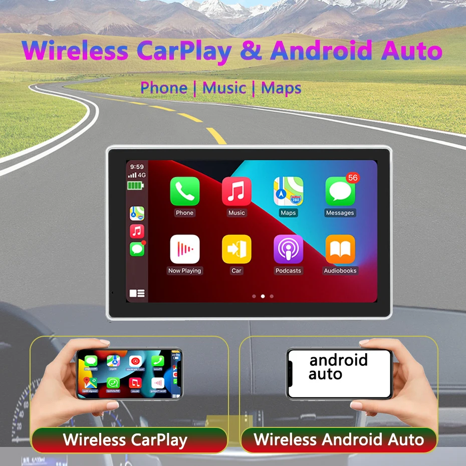 7-inch Wireless Carplay & Android Auto 4K Car DVR GPS Naviga