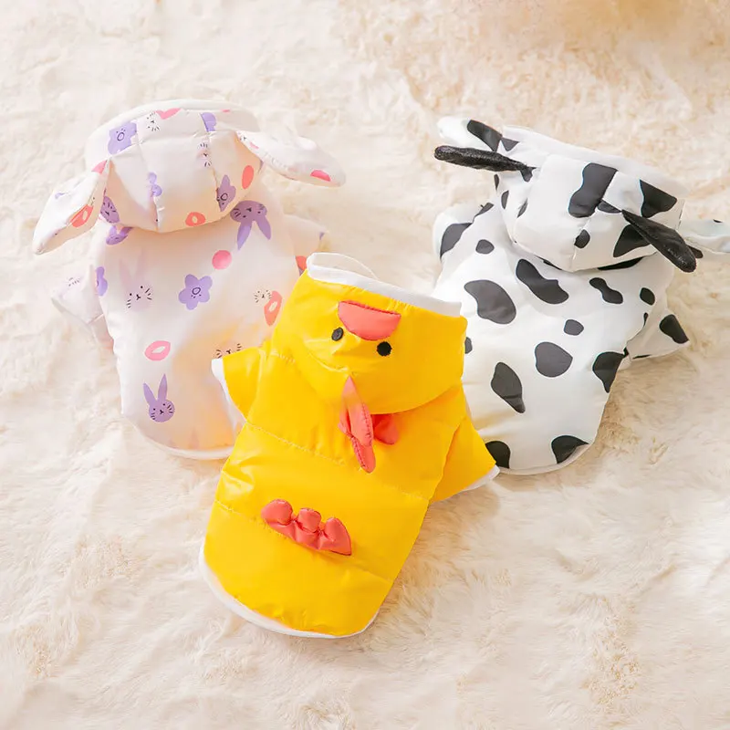 

Мультяшное животное, одежда для собак, пальто, кавайная одежда для домашних животных, корова, кролик, курица, маленькие собаки, теплый костюм...