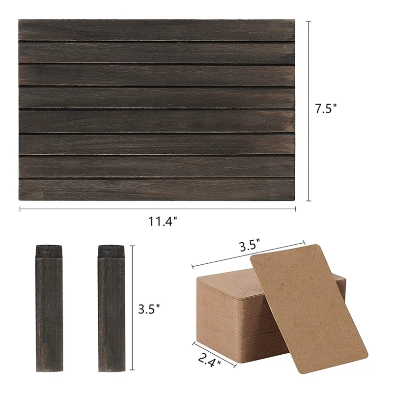 

Новый деревянный держатель для сережек, деревенский деревянный органайзер для ювелирных изделий, с 100 шт. картонных сережек для продажи юве...