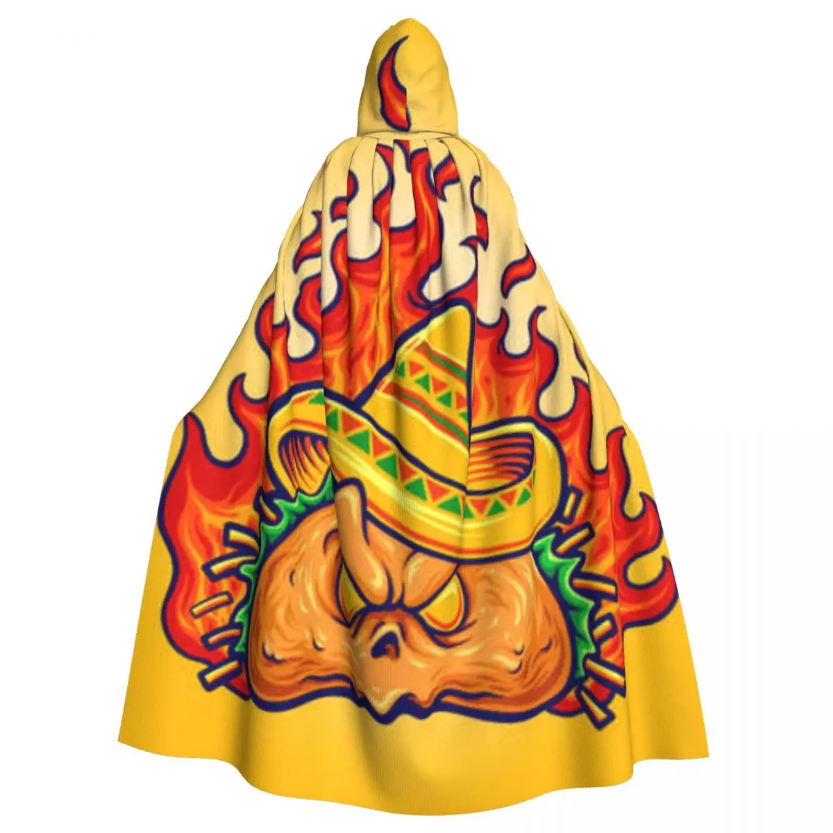 

Angry Mexican Taco Hooded Cloak Polyester Unisex Witch Cape Costume Accessory