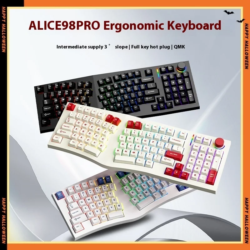 Alice98pro Alien Эргономичный 3 ° Slope Feker полная клавиша с возможностью горячей замены