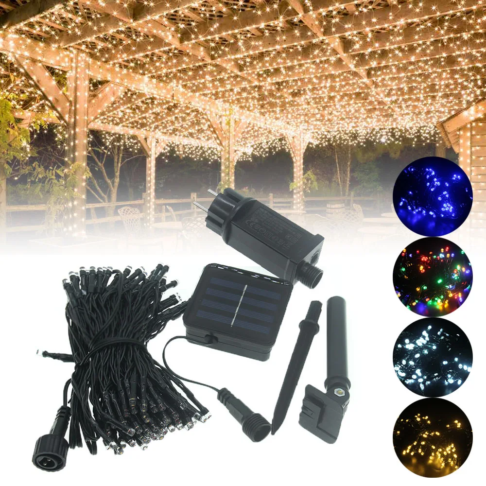 

100Led Solar Fairy Lights 8 Modes Outdoor Waterproof Street Garland Houses Christmas Garden Decorations String Light Strip Chain