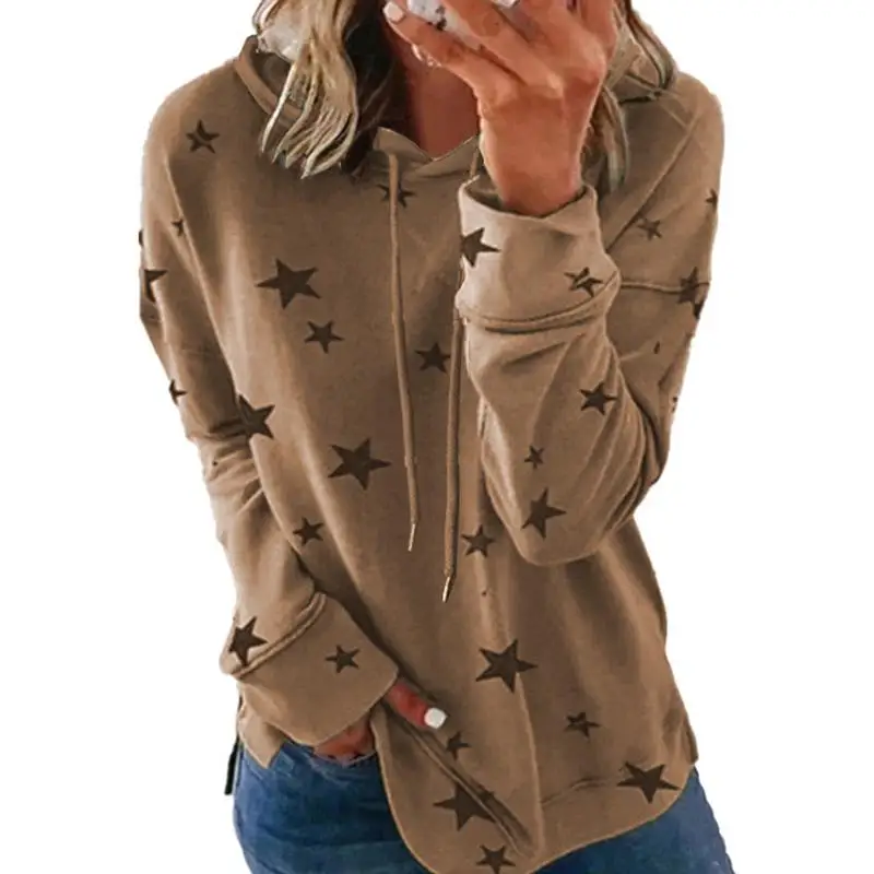

T Shirt Women Hot Cakes New Star Printing Splicing Clothing Fashion Long-Sleeved T-Shirt Tshirt Clothing Women's