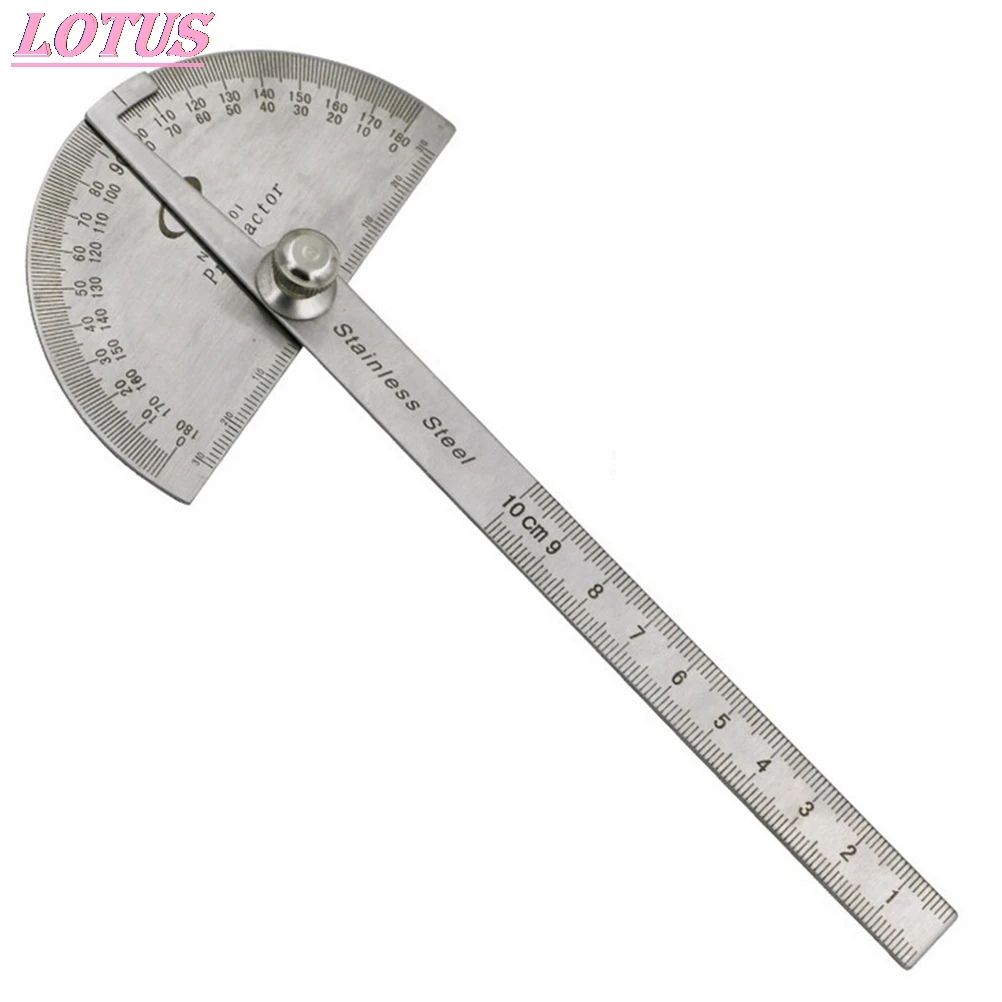 

1pcs Professional 0-180 Degrees Protractor Stainless Steel Round Head 10cm Ruler Measuring & Gauging Tools Protractor