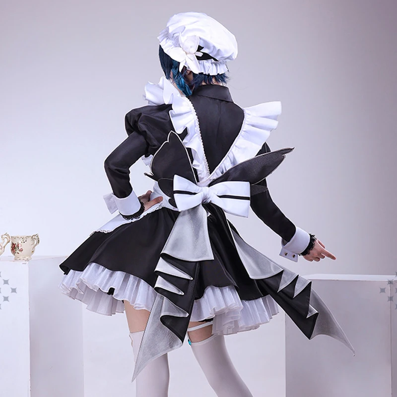 Костюм горничной Venti для косплея геншина ударопрочный белый и черный женский