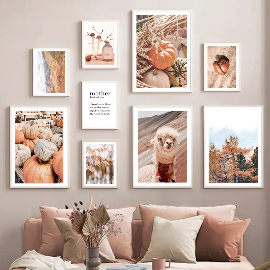 Тыква альпака гриб пшеница сосна конус лист настенная живопись на холсте