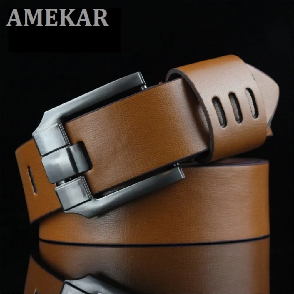 

Designer Vintage pin buckle Male Belts High Quality Genuine Leather Belt for Men Luxury Military Style Ceinture Homme