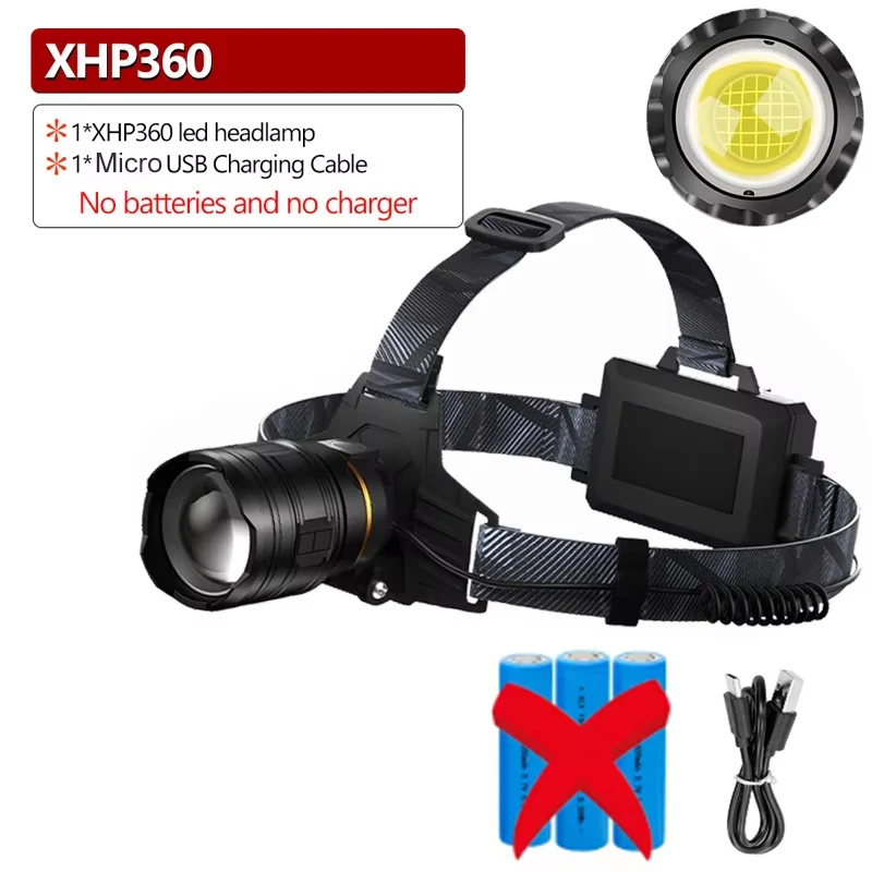 

Самый мощный XHP360 36-ядерный налобный фонарь 18650, перезаряжаемый налобный фонарик ZOOM, мощный налобный фонарь, фара для рыбалки
