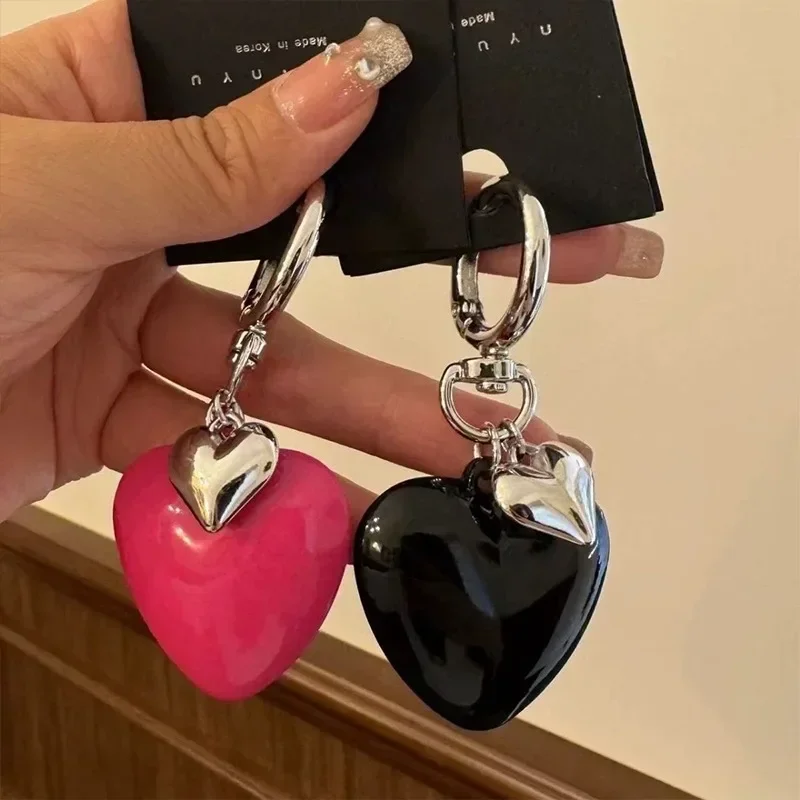 Y2K брелки с большим сердцем для женщин и мужчин универсальные креативные брелоки