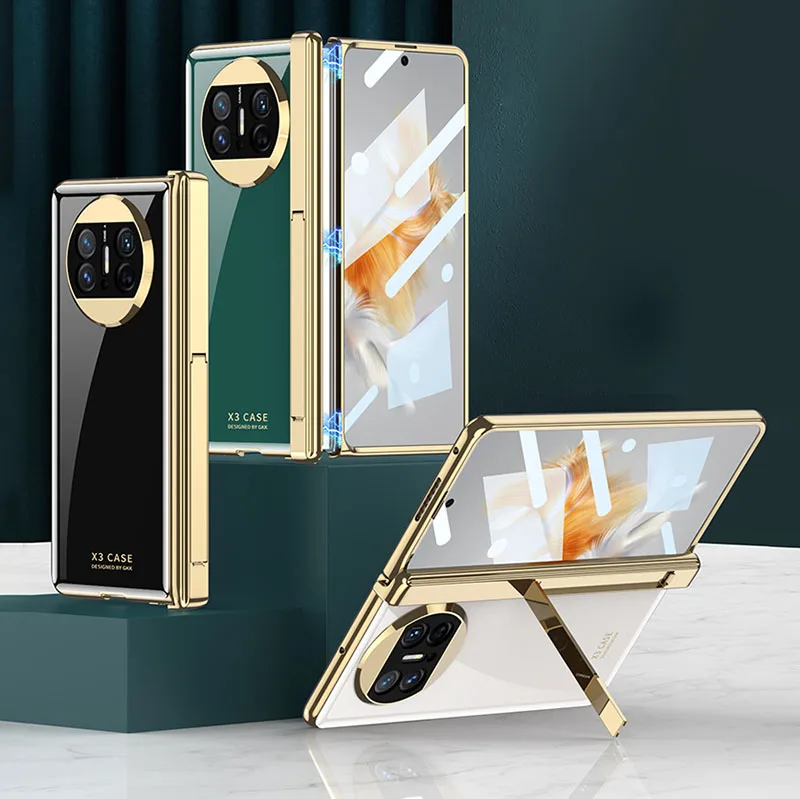 

Magnetic Hinge Plating Stand Hard Case For Huawei Mate X3 With Screen Glass Protective Holder PC Cover For Huawei Mate X3 Cases