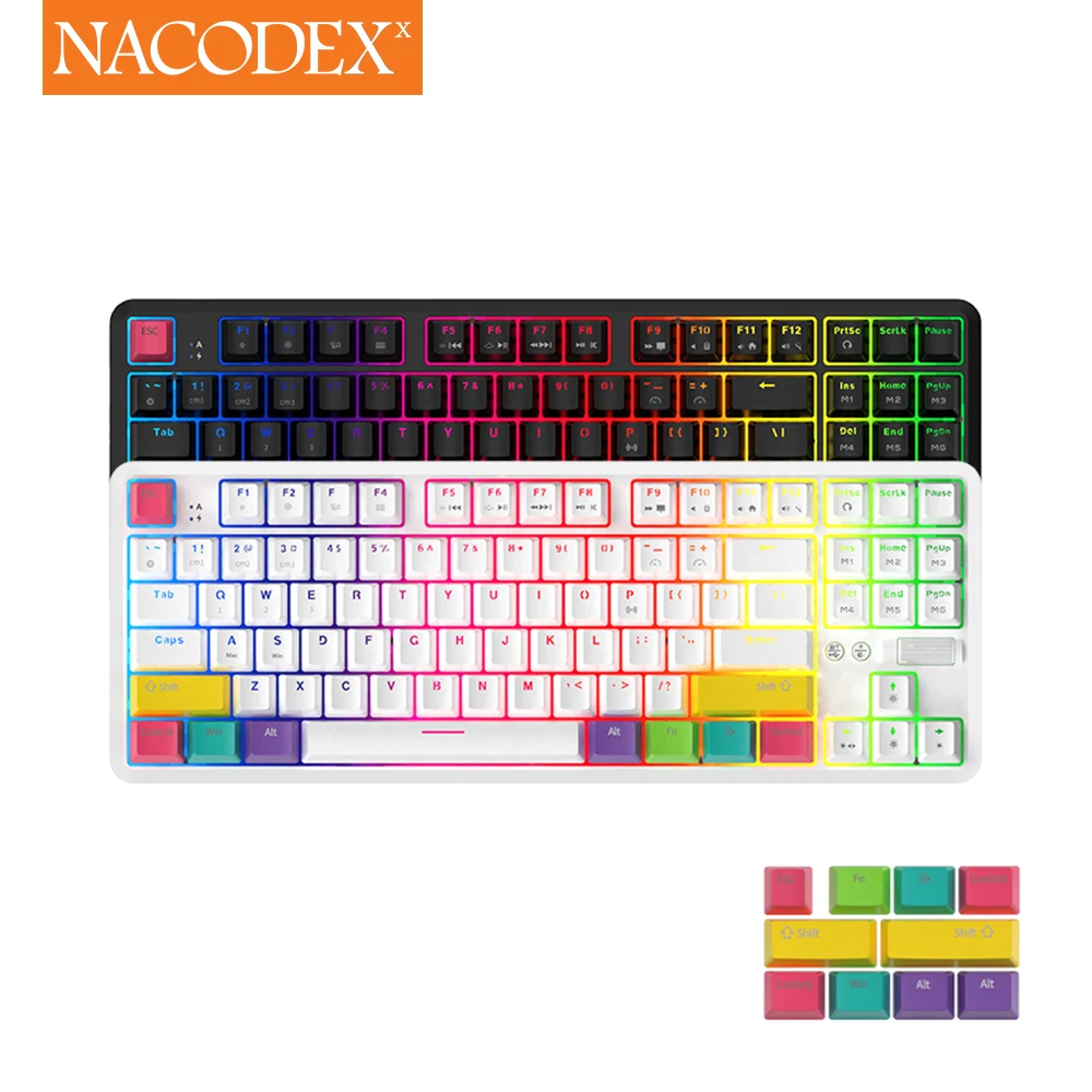 Механическая клавиатура Nacodex Ajazz K870T Беспроводная Bluetooth синие коричневые