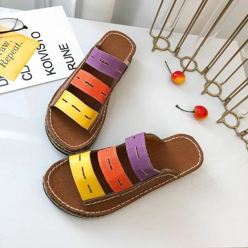 

Women Slippers Three Colors Wedge Summer Shoes Casual Sandals Orthopedic Open Toe Anti-slip Female Slippers
