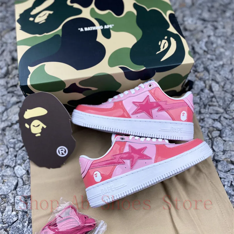 Original A Bathing Ape Sta Women Sport Sneakers Pink Color Outdoor Shoes Women Running Shoes Air Max Skateboarding Shoes 36-40