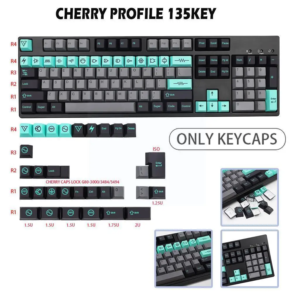 

Gmk- Electrical Caps 135 Electronic Caps Pbt Caps Suitable For J2v3