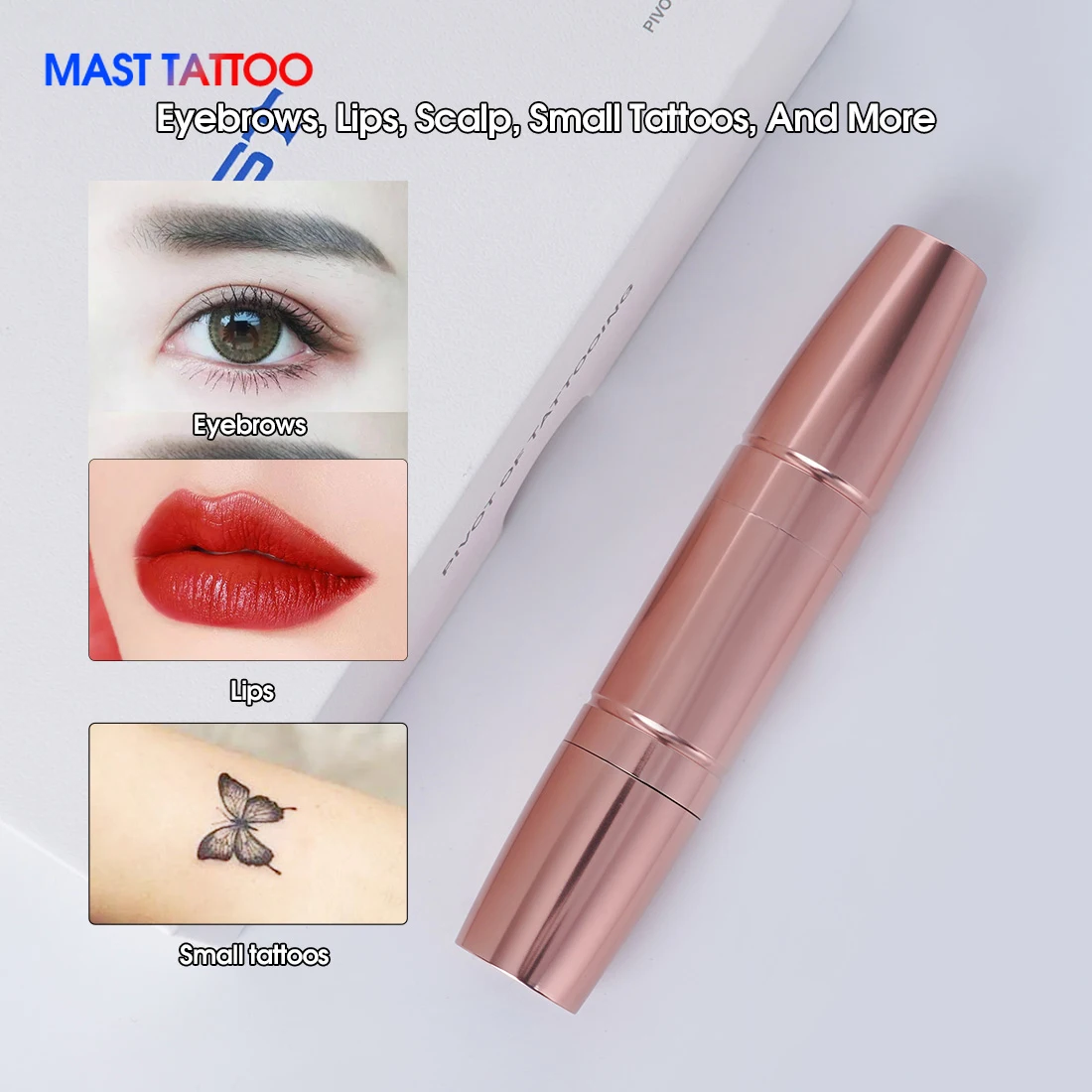 Mast Tattoo Magi Rose Gold Color Powerful RCA Permanent Makeup 2.0 And 3.0 Stoke Rotary Gun Machine Pen Eyebrows Lips Cartridge