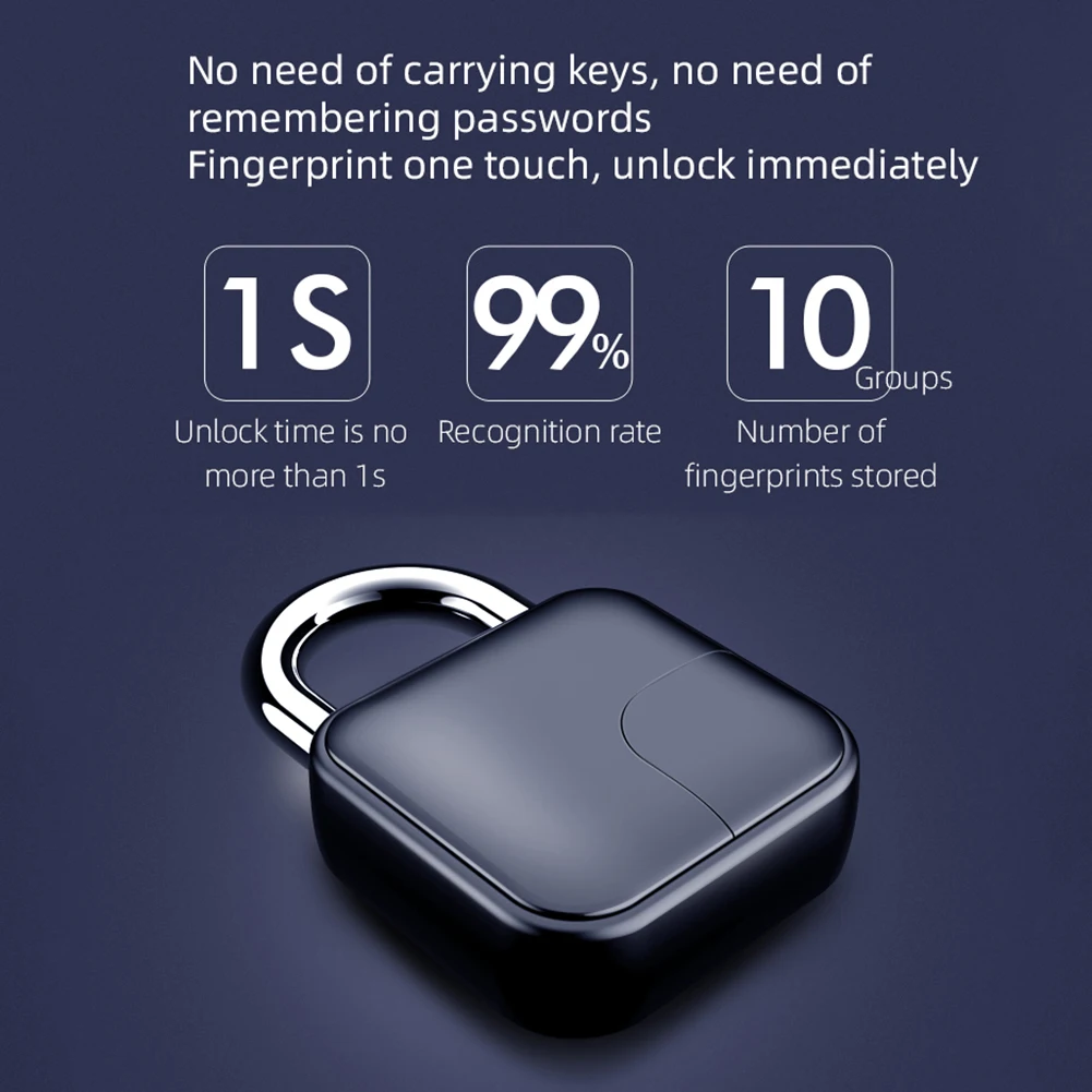 

Tuya Fingerprint Padlock Portable Keyless Travel Bag Locker USB Rechargeable Bluetooth-compatible for Door Suitcase Backpack