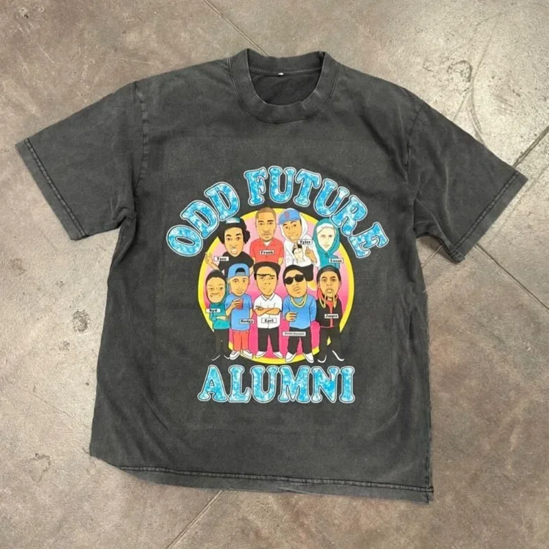 Уличная винтажная футболка с принтом аниме старая короткими рукавами мужская y2k