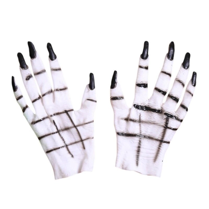 

Halloween Costume Paw Gloves Long Fingernails White Gloves Claws Cosplay Costume