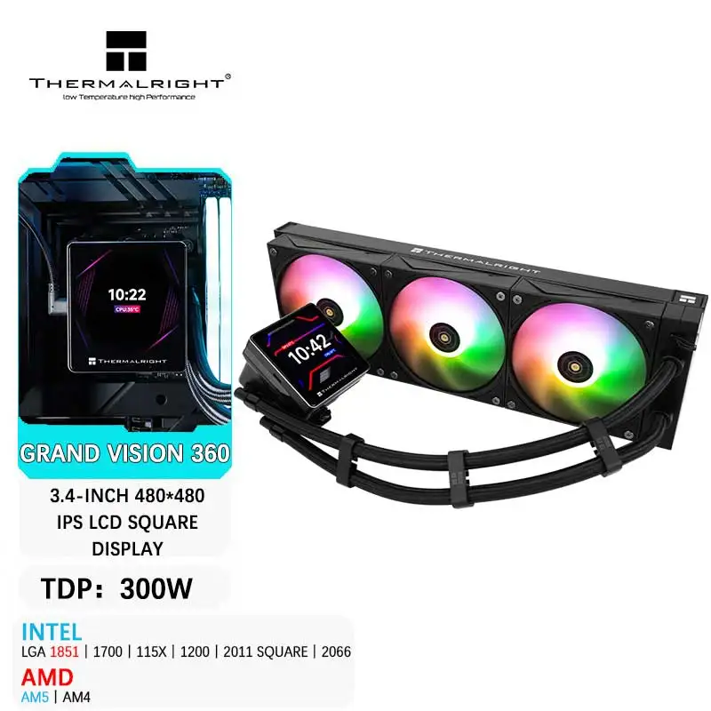 Thermalright GRAND VISION 360 Универсальный процессор с водяным охлаждением разрешение 3 4