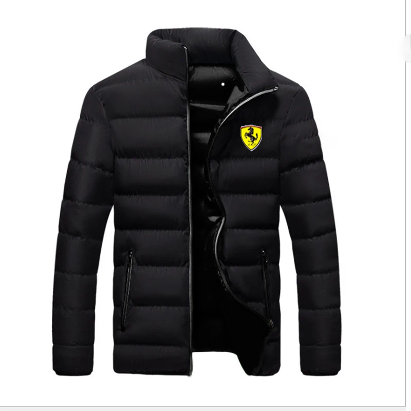 Autumn and Winter 2023 Men's Printed Ferrari Jacket, Down Cotton Jacket, Casual Fashion Men's Hooded Zipper Top images - 6