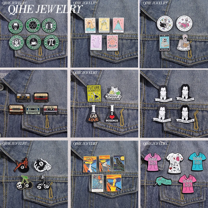 Эмалированные заколки в стиле панк для чтения наборы девушек с двойным конским