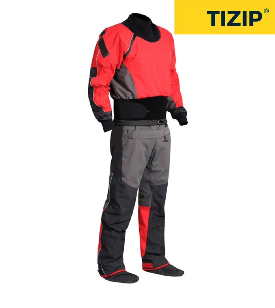 4-Layer Waterproof Dry Suit Back Enter and Relief Zipper Drysuit With Latex Neoprene Neck Cuffs for Sea Kayaking Paddling