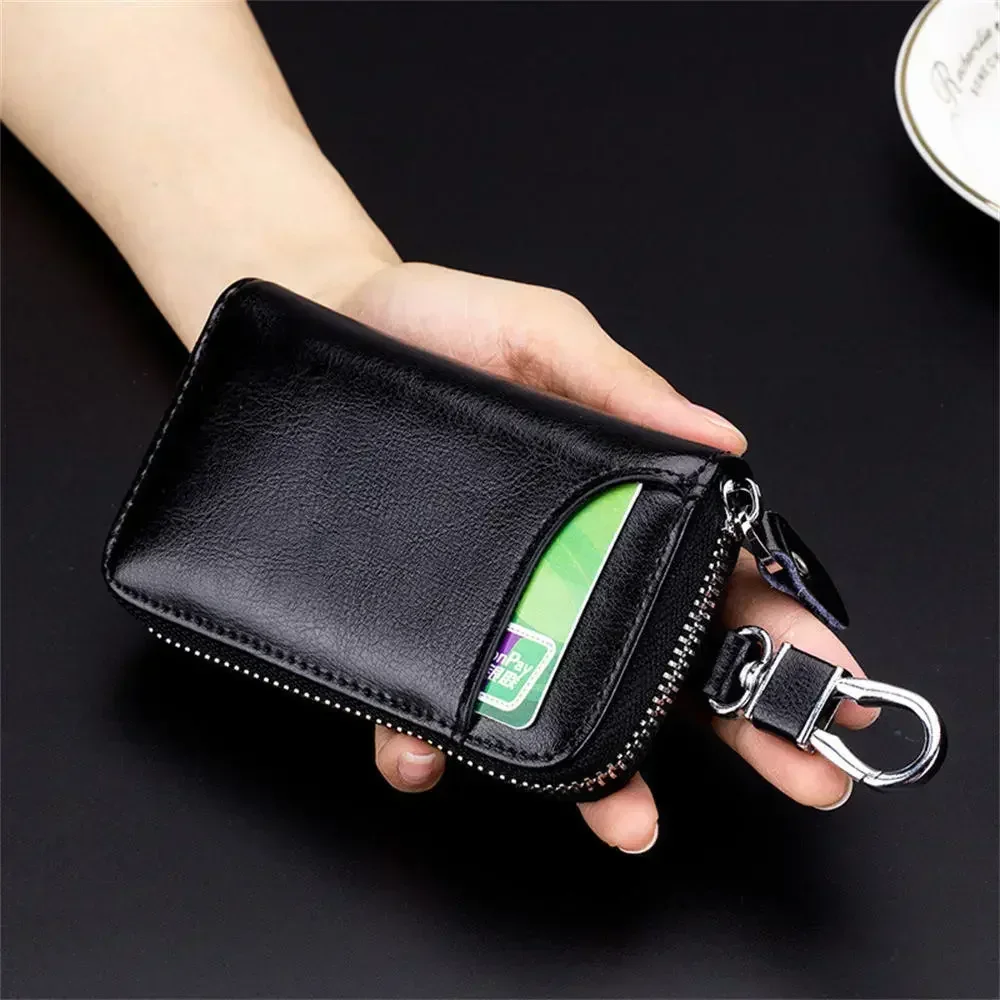 

Keychain Bag Organizer Pouch Women Case Holder Cow Key Housekeeper Men Key Split Card Key Leather Wallet Car