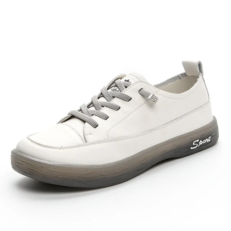 

Лоферы женские из натуральной кожи, на шнуровке, повседневная мягкая подошва, плоская подошва, белые, большие размеры, весна