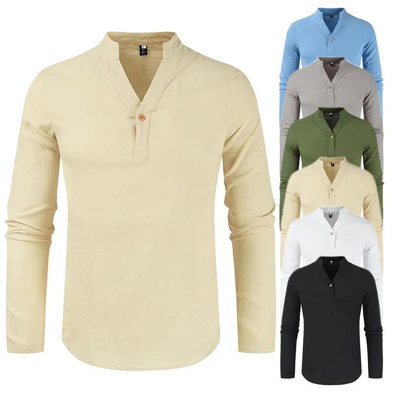 Cotton Linen T-shirts for Men Clothing Camisa Masculina Blusas Camisas De Hombre Blouses Chemise Homme Roupas Masculinas Blouses